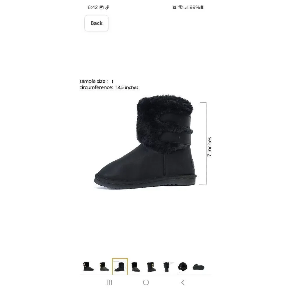 New Girls Size 13 Redvolution Black Classic Snow Boots Mid Calf Faux Fur Lined